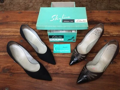 £35 • Buy Vintage Clarks Skyline Ladies High Heel Shoes : 2 Pairs : Leather : UK Size 4.5