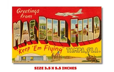 Greetings Macdill Field Tampa Fl Large Letter Fridge Magnet Old Postcard Image • $6.95