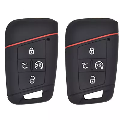 $9.99 • Buy XUKEY Silicone Remote Key Fob Cover For VW Tiguan Passat Golf Atlas Black 2X