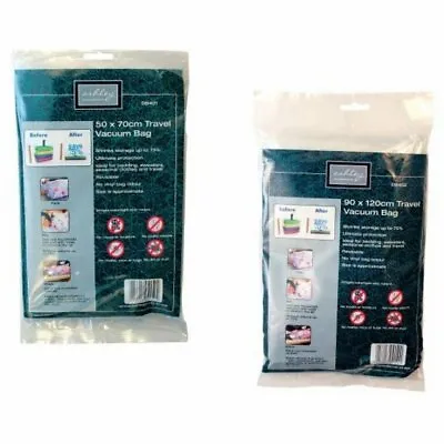 Travel Vacuum Suction Bag Save Space Shrinks Bedding Clothes Storage 2 Sizes  • £2.99