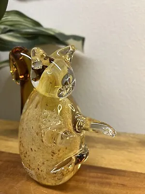 5 1/2” Vintage Murano Style Art Glass  Amber/Orange Squirrel Figurine Sticker • $25