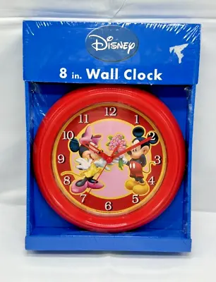 Walt Disney Mickey And Minnie Wall Clock Red 8 Inch New Valentines Flower NEW  • $11.99
