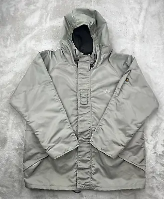 Alpha Industries Jacket Mens Large Gray Parka E Series Nylon Military Army USA • $59.95