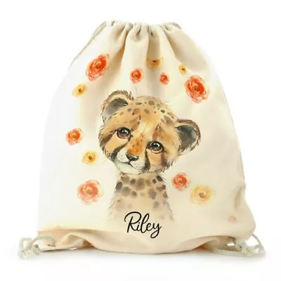 Personalised Bag Custom Name Animal Unicorn Drawstring Backpack Fox/Alpaca/Horse • $28.14