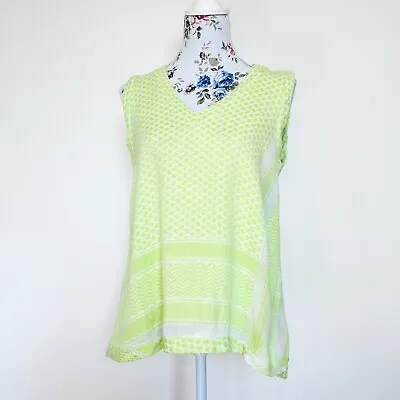 Cecilie Copenhagen Top 1019 Shirt V Neck Sleeveless Green Cotton Size S • $35