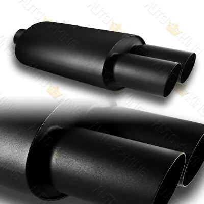 Universal 3  Dual Slant Tip Dtm 3  Inlet Black T-304 Stainless Exhaust Muffler • $48.24