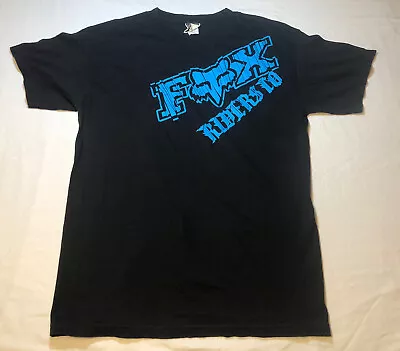 Vintage Fox Racing T Shirt Black Blue Adult Size M Y2K Motor Cross Super Cross • $12