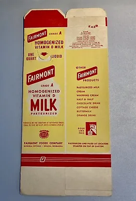 Vintage Fairmont Milk Carton Unused Fairmont Foods Company • $5.99