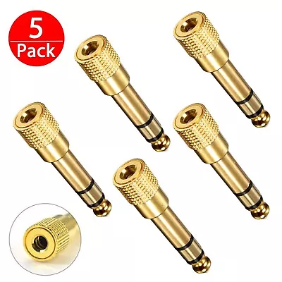 Universal Audio Adapter 6 35mm To 3 5mm Stereo Plug Converter Pack Of 5 • $18.08