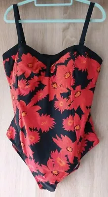 Unworn Changes By Together Swimsuit Size 24 Black/orange Floral Print Lovely • £18.50