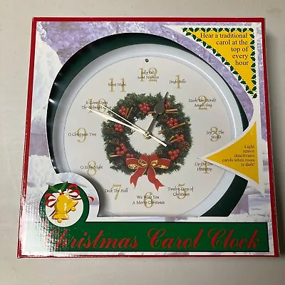 Vintage Musical Christmas Carols Clock Mark Feldstein Light Sensor NEW! In Box • $34.99