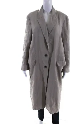 Zara Womens Knee Length Woven Peak Lapel Peacoat Jacket Beige Size Large • $42.69