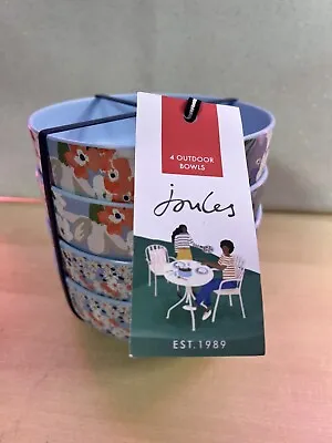 JOULES Melamine Outdoor Dining Snack Rice Bowls X4 Floral Design BNWT • £30