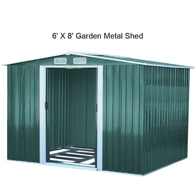 Garden Shed Galvanised Metal Storage Shed Steel Container House Apex Roof 8x6FT • £285.95