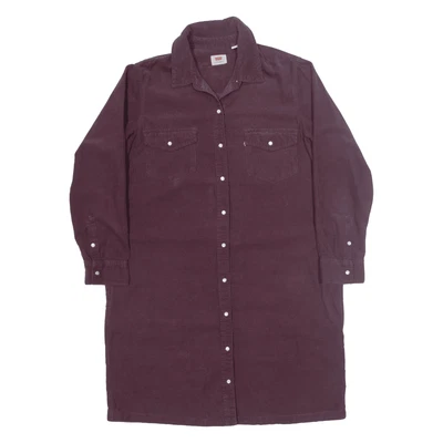 £18.99 • Buy LEVI'S Oversized Shirt Dress Maroon Corduroy Long Sleeve Midi Womens UK 14