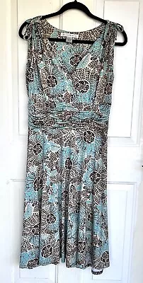 Aa Studio Aa Dress Sleeveless Blue/brown Floral • $15.50