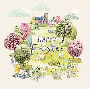 Easter Card - Pack Of 5 - Happy Easter - Spring Meadow - Ling Design • £3.99