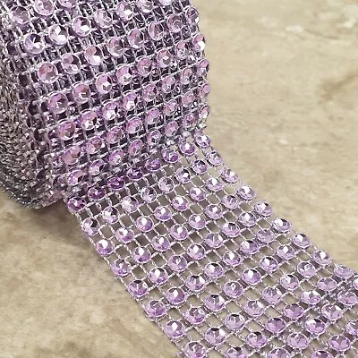 £3.25 • Buy Lavender Diamante Trim Rhinestone Cake Ribbon Diamond Bling Crystal 4CM X 1M
