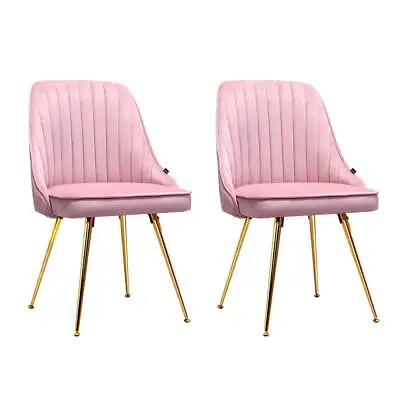 $131.58 • Buy Artiss Dining Chairs Retro Chair Cafe Kitchen Modern Iron Legs Velvet Pink X2