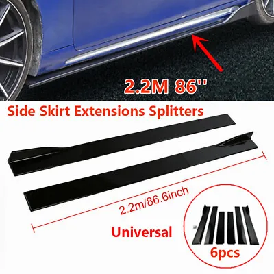 86“ Gloss Black Car Side Skirt Extensions Rocker Panel Splitters Blades Body Kit • £52.62