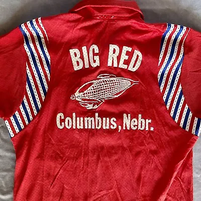 Vintage Men’s Sz S Bowling Shirt 1970s Big Red Columbus Nebraska 38” Chest • $21