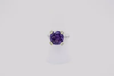 Vintage Sterling Silver And 18k Judith Ripka Amethyst And Diamond Ring Sz 7 • $170