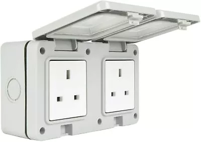 £9.99 • Buy Outdoor Wall Socket Plug Garden Driveway And Patio Weatherproof Double Mains NEW