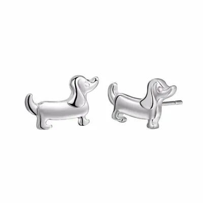 £2.84 • Buy Silver Sausage Dog  Dachshund Doxie Weeiner Cute Pet Stud Earrings Gift Uk