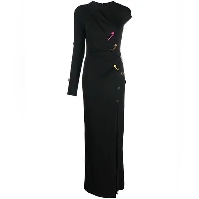 VERSACE Safety Pin One Sleeve Maxi Dress IT:40/US4 $3875 • $3200