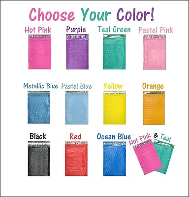 4x8 Hot PinkTeal Poly Bubble Mailers Colored Padded Shipping Mailing Envelopes • $10.50