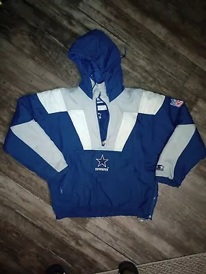 Dallas Cowboys Starter Jacket Mens SZ S Blue NFL Football Pullover Half Zip Coat • $88.99