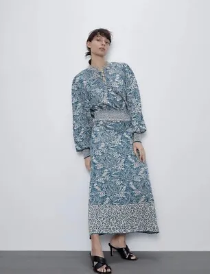 £20 • Buy Zara Jacquard Turquoise Dress M Perfect