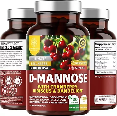 New N1N Premium D Mannose With Cranberry And Dandelion [Max Strength 1300mg... • $77.67