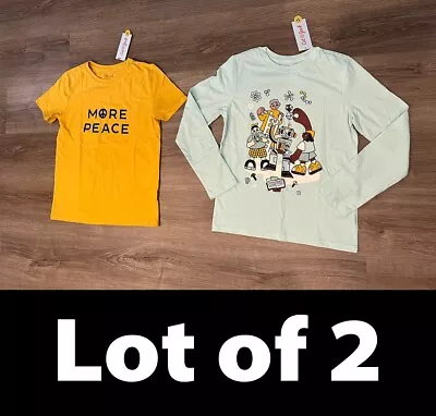 Lot Of 2 Cat & Jack  More Peace  SS T-Shirt & Robot LS T-Shirt Size M (8/10) • $15.95