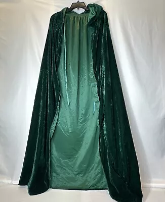 Emerald Green Renaissance Hooded Cape Witch Cloak  Medieval Hobbit Halloween • $12.89