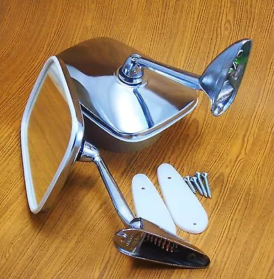 Volvo 144:1966 1967 1968 1969 1971 1972 Chrome Fender Mirrors Door Pair Shiny • $75.89