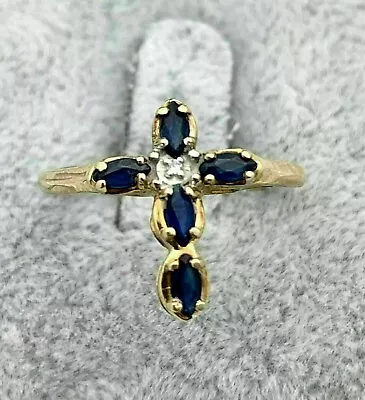 2.85 Ct Marquise Cut Simulated Sapphire Cross Band Ring 14k Yellow Gold Plated • $69.99