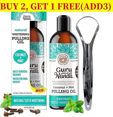 Gurunanda Oil Pulling With Coconut Oil And Peppermint Oil For Oral Health 237ml • $21.89