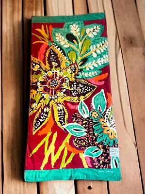 NWT Vera Bradley Large Beach Towel Bright RUMBA Design Teal Floral 33” X 66” • $25