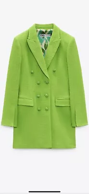 100% Authentic ZARA Neon Green Textured Blazer Dress And Skirt $149+Tax Size: S • £123.40