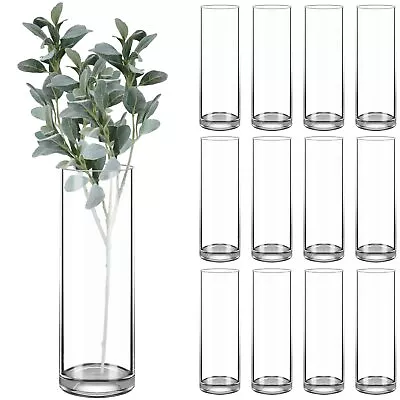 12 Pack Tall Clear Glass Cylinder Vases Floating Candle HoldersBulk Sell Cen... • $126.97