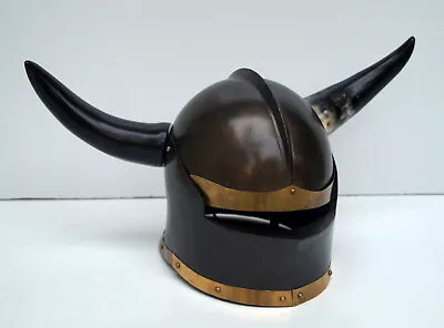 Medieval Viking Horns Helmet Wearable Armor Larp Re-enactment 18 Gauge Steel • $80.75
