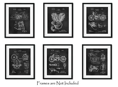 6 Patent Prints Harley Davidson American Motorcycle Lovers Gift 8x10 In Wall Art • $19.95