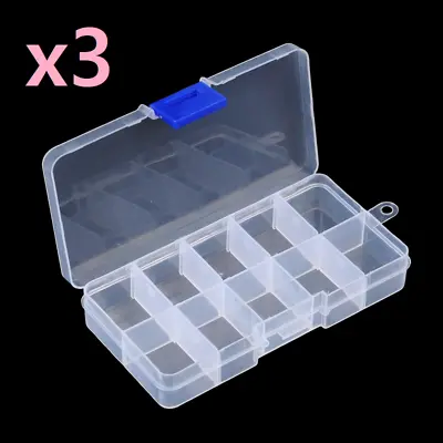 £3.95 • Buy 3 X Plastic Storage Box Case 10 Compartments Bead Jewellery Craft Art Containers