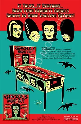  Elvira Vampira Lily Munster Morticia Addams Pinball AD Poster Doug Mansfield • $19.99