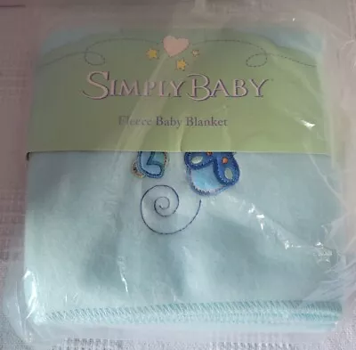 Simply Baby Fleece Baby Blanket Light Blue 29  X 32  Vtg NWT • $19.99