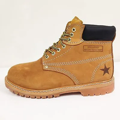 New Men's Work Boots 6  Tan Nubuck Leather Water Resistant /Oil Resistant Sizes • $31.25