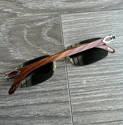 $1900 • Buy Cartier Bubinga Wood C Decor Glasses Sunglasses Wire Buffs Vintage Authentic