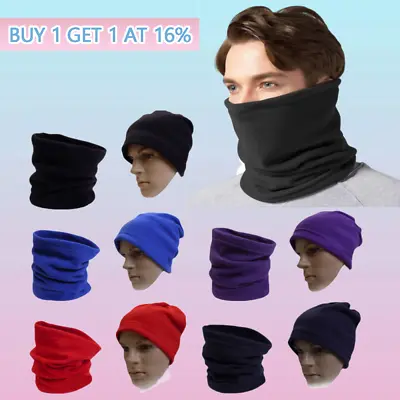 Snood Neck Warmer Scarf Men Winter Thick Fleece Thermal Windproof Balaclava Mask • £2.98