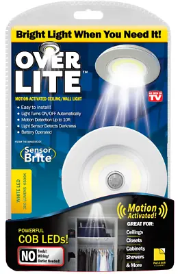 Over Lite As Seen On TV 4 In X 4 In Motion Activated Ceiling/Wall Light -Battery • $12.99